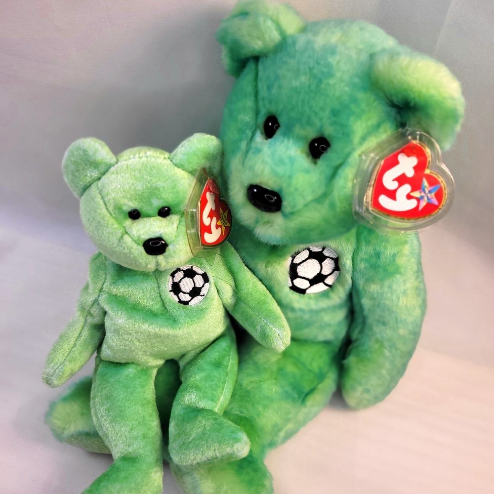 Ty Soccer Bears in Vibrant Green
